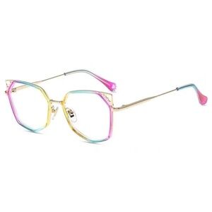 𝙵𝚕𝚊𝚜𝚑 𝚂𝚊𝚕𝚎 ‧₊˚✮ ༉‧ Uv400 Protective Hexagonal Clear Cat Rainbow 🌈 Glasses